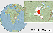 Savanna Style Location Map of Kasenga, highlighted parent region, hill shading