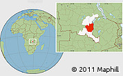Savanna Style Location Map of Kasenga, highlighted parent region