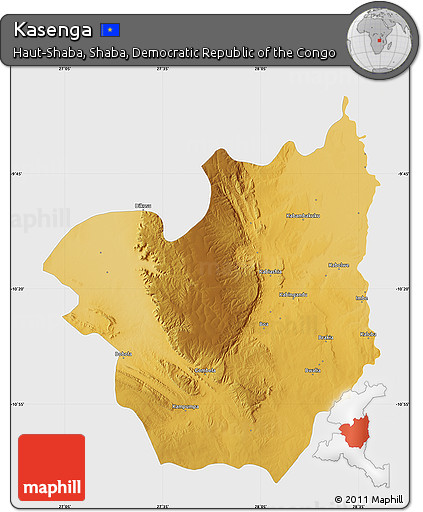 Physical Map of Kasenga, single color outside