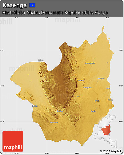 Physical Map of Kasenga, single color outside
