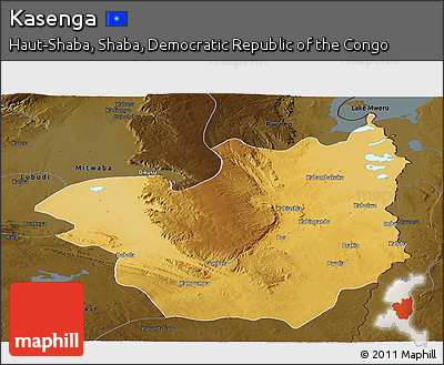 Physical Panoramic Map of Kasenga, darken