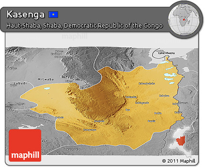 Physical Panoramic Map of Kasenga, desaturated