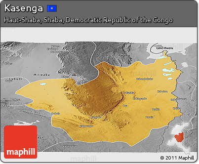 Physical Panoramic Map of Kasenga, desaturated