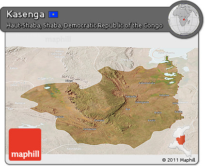 Satellite Panoramic Map of Kasenga, lighten