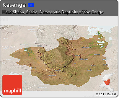 Satellite Panoramic Map of Kasenga, lighten