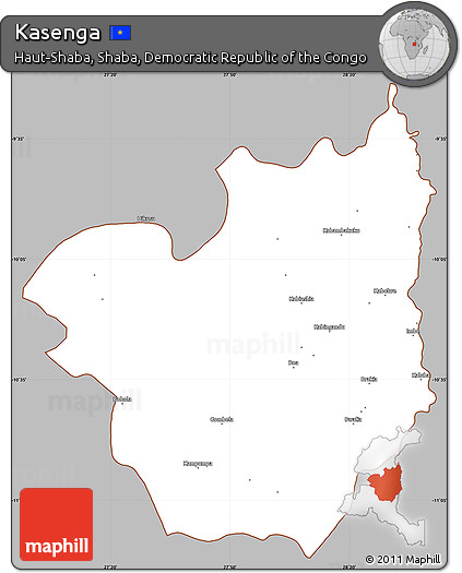 Gray Simple Map of Kasenga, cropped outside