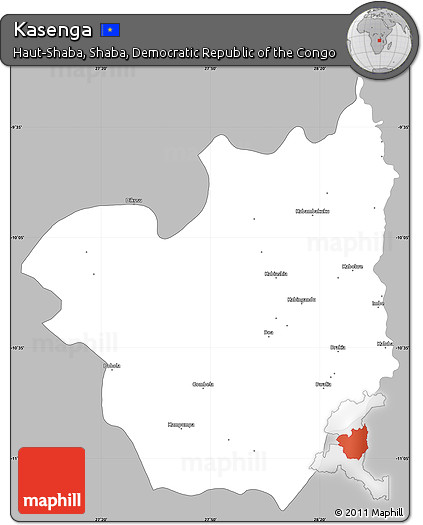 Gray Simple Map of Kasenga, single color outside