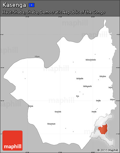 Gray Simple Map of Kasenga, single color outside