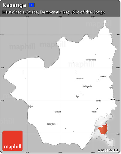 Gray Simple Map of Kasenga, single color outside