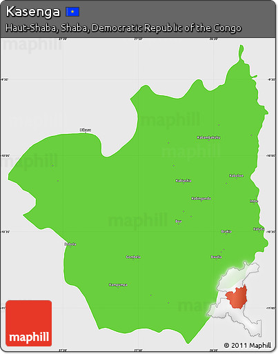 Political Simple Map of Kasenga, single color outside