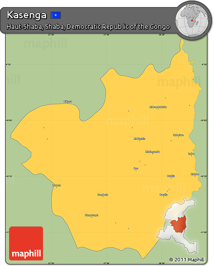 Savanna Style Simple Map of Kasenga, single color outside