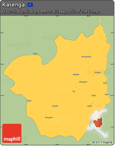 Savanna Style Simple Map of Kasenga, single color outside