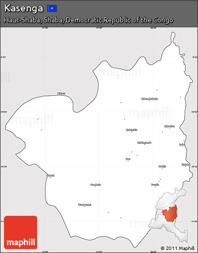 Silver Style Simple Map of Kasenga, cropped outside