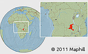 Savanna Style Location Map of Haut-Shaba, within the entire country, hill shading