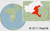 Savanna Style Location Map of Haut-Shaba, highlighted parent region, hill shading