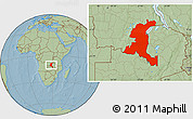 Savanna Style Location Map of Haut-Shaba, hill shading