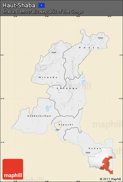 Classic Style Map of Haut-Shaba, single color outside