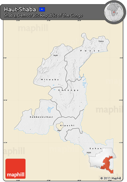 Classic Style Map of Haut-Shaba, single color outside