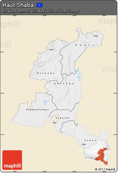 Classic Style Map of Haut-Shaba, single color outside
