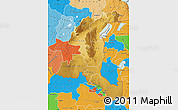 Physical Map of Haut-Shaba, political shades outside
