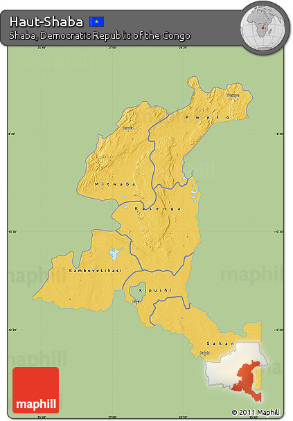 Savanna Style Map of Haut-Shaba, single color outside