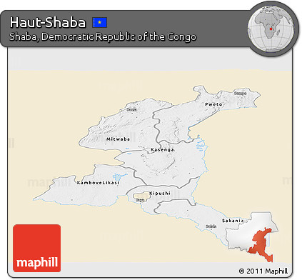 Classic Style Panoramic Map of Haut-Shaba, single color outside