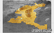 Physical Panoramic Map of Haut-Shaba, darken, desaturated