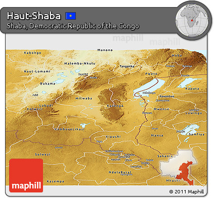 Physical Panoramic Map of Haut-Shaba