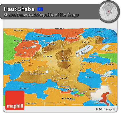 Physical Panoramic Map of Haut-Shaba, political outside