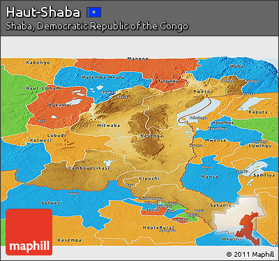 Physical Panoramic Map of Haut-Shaba, political outside
