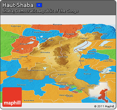 Physical Panoramic Map of Haut-Shaba, political outside