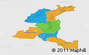 Political Panoramic Map of Haut-Shaba, cropped outside