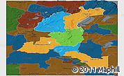Political Panoramic Map of Haut-Shaba, darken