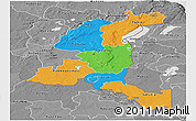 Political Panoramic Map of Haut-Shaba, desaturated