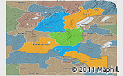 Political Panoramic Map of Haut-Shaba, semi-desaturated