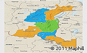 Political Panoramic Map of Haut-Shaba, shaded relief outside