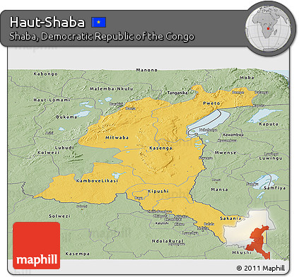 Savanna Style Panoramic Map of Haut-Shaba