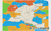 Shaded Relief Panoramic Map of Haut-Shaba, political outside