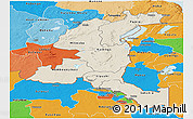 Shaded Relief Panoramic Map of Haut-Shaba, political shades outside