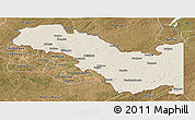 Shaded Relief Panoramic Map of Sakania, satellite outside