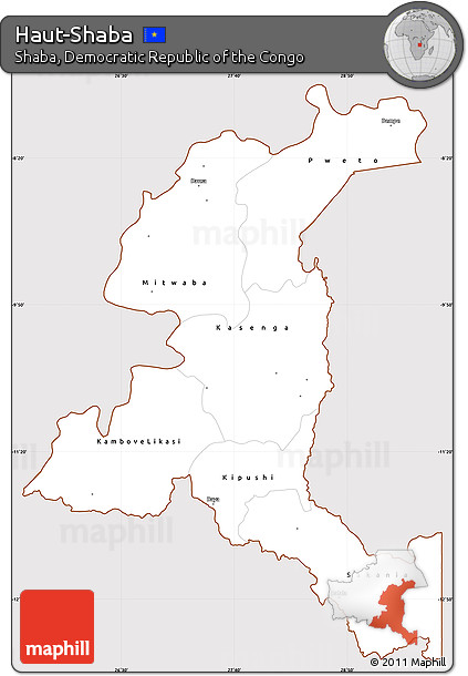 Classic Style Simple Map of Haut-Shaba, cropped outside