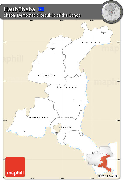 Classic Style Simple Map of Haut-Shaba, single color outside