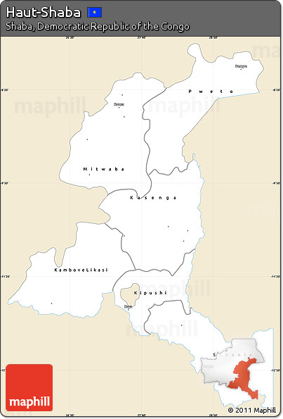 Classic Style Simple Map of Haut-Shaba, single color outside