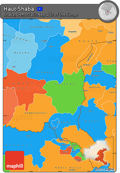 Political Simple Map of Haut-Shaba, political shades outside