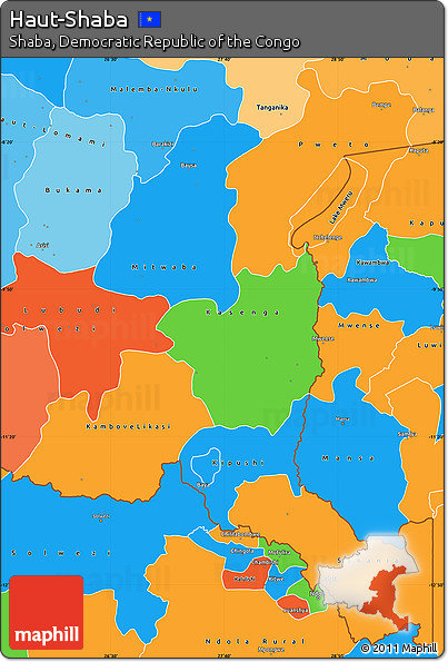 Political Simple Map of Haut-Shaba, political shades outside