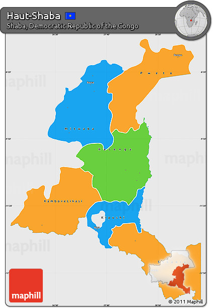 Political Simple Map of Haut-Shaba, single color outside