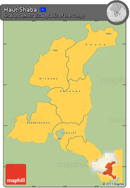 Savanna Style Simple Map of Haut-Shaba, single color outside