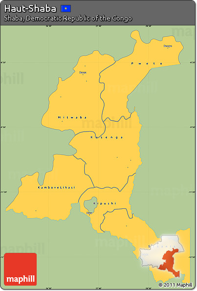 Savanna Style Simple Map of Haut-Shaba, single color outside