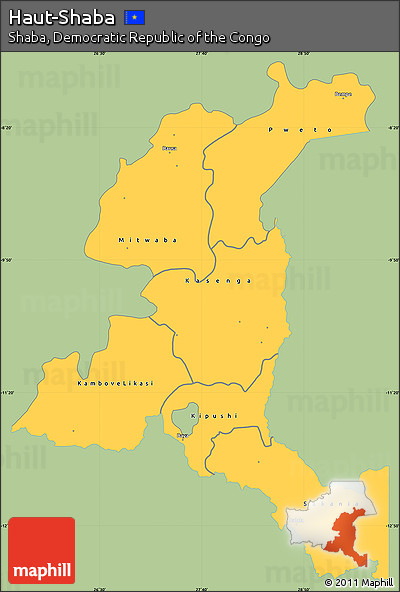 Savanna Style Simple Map of Haut-Shaba, single color outside