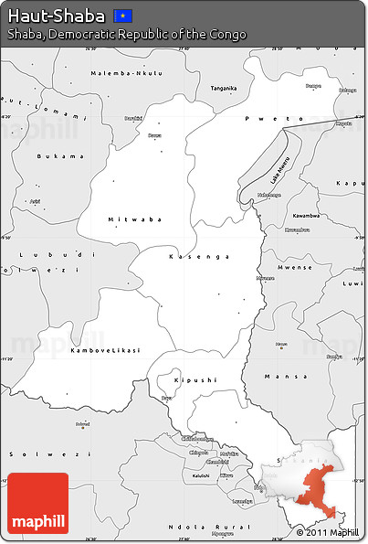 Silver Style Simple Map of Haut-Shaba